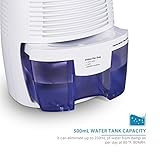 Luftentfeuchter mit 500mL Wassertank Großvolumige Luftentfeuchter Air Dryer Luftreinigungsfunktion Feuchtigkeitsentzugfähigkeit (250ml pro Tag) für Zimmer, Schrank, Büro, Keller, Wandschrank - 2