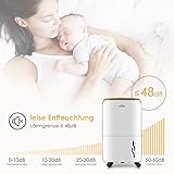 SIMBR Luftentfeuchter 20L/Tag Elektronischer Raumentfeuchter 3.5L Wassertank für Raumgröße bis 80qm, Weiß+Gold - 5