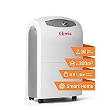 Climia® CTK 190 Luftentfeuchter elektrisch Bautrockner bis zu 30 Liter pro Tag Entfeuchtung in Kellerräume, Wohnhaus oder Garage