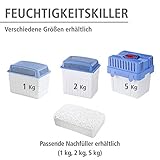 Wenko 5410120500 Feuchtigkeitskiller 2 kg – Raumentfeuchter, Kunststoff – Polypropylen, 23 x 24 x 15,5 cm, grau - 6