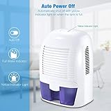 Luftentfeuchter, HoLife Elektrischer Raumentfeuchter Lufttrockner 1.5L Kapazität(Max.500ml/Tag) Kompakter und Tragbarer Dehumidifier mit LED Anzeige für Schlafzimmer, Büro,Kinderzimmer, Küche usw - 5