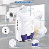 Luftentfeuchter, HoLife Elektrischer Raumentfeuchter Lufttrockner 1.5L Kapazität(Max.500ml/Tag) Kompakter und Tragbarer Dehumidifier mit LED Anzeige für Schlafzimmer, Büro,Kinderzimmer, Küche usw - 6